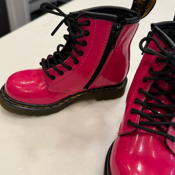 Dr. Martens Hot Pink Girls 1460 T Pink Lace Up Boots Size 8 Side Zipper - Picture 3 of 13